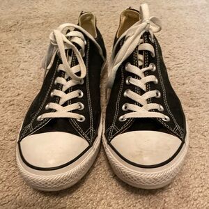 Men’s Size 11 women’s size 13 black and white converse lightly used